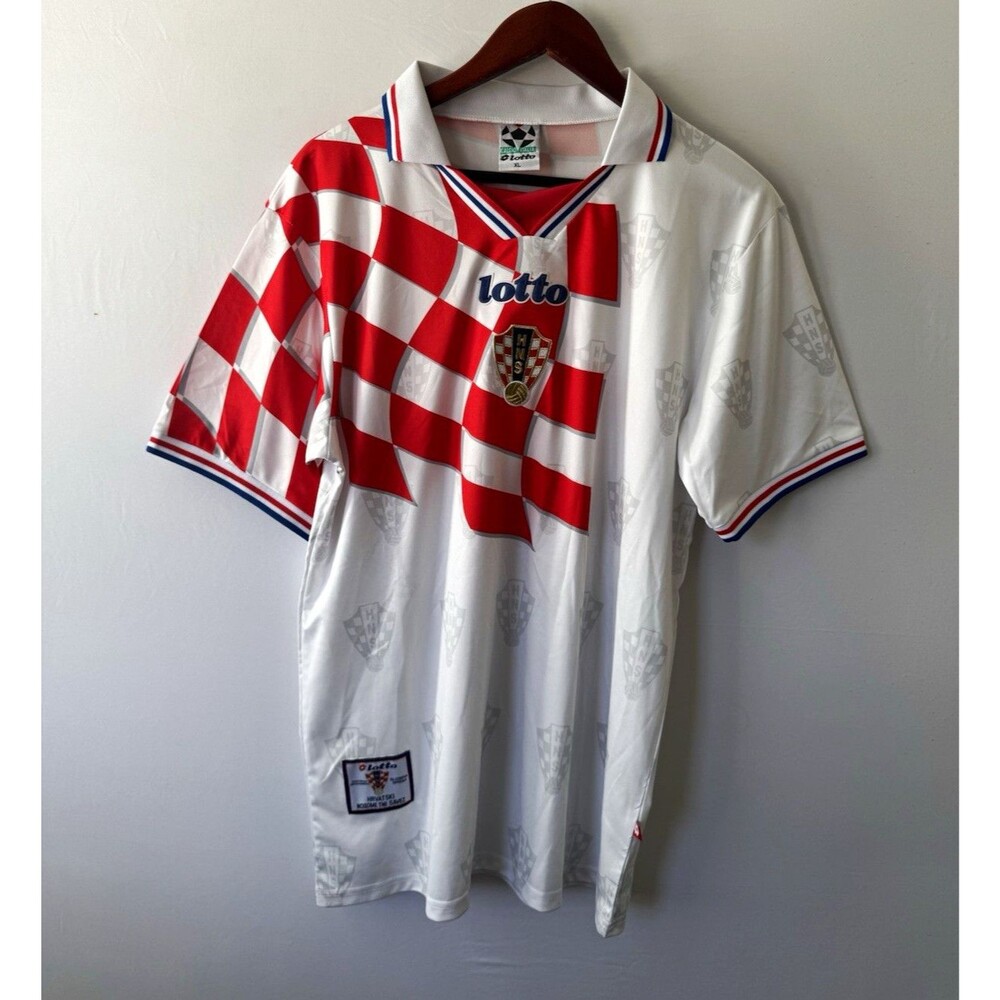 Vintage 1998 Croatia Lotto World Cup Home Soccer Jersey XL Made in Italy